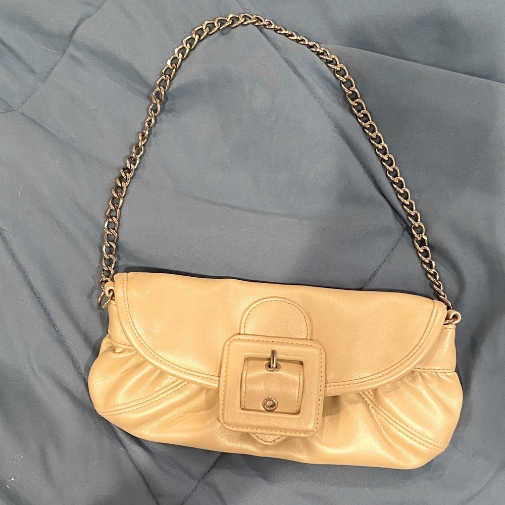 Elegant Cream Chain Shoulder Bag